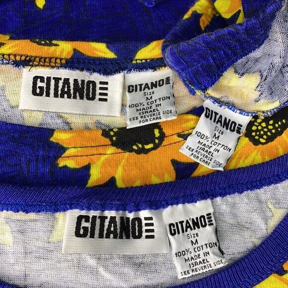 Gitano Medium Sunflower Vintage 3 Piece Set Short Shirt Long & Short Sleeve - Picture 7 of 11